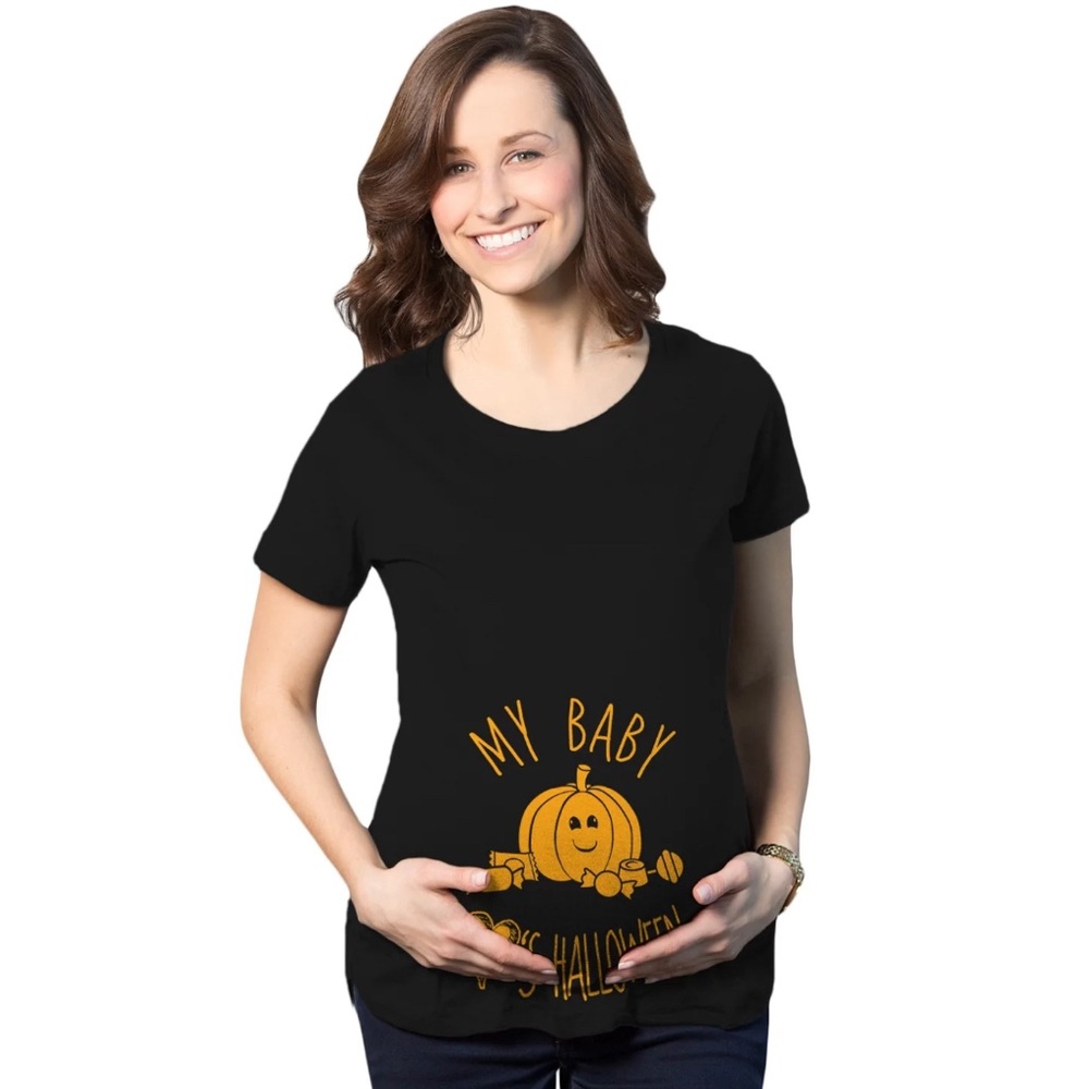 Crazy Dog T-Shirts My Baby Loves Halloween Fall Maternity Shirt